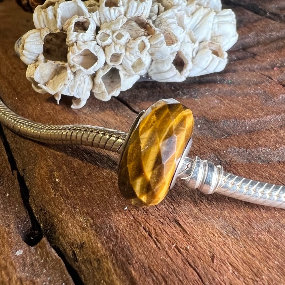 Authentic Chamilia Tiger’s Eye Stone Collection Golden Brown Charm 925 Sterling